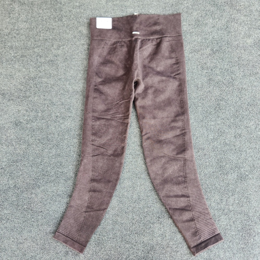 Aerie Chill Play Move 7/8 Leggings Womens Medium Brown Ribbed Seamless High Rise - Picture 2 of 9